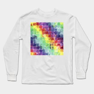 Geometric Squares Watercolor Long Sleeve T-Shirt